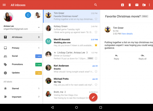 Gemeinsame Inbox - Gmail für Android (Bild: Google)